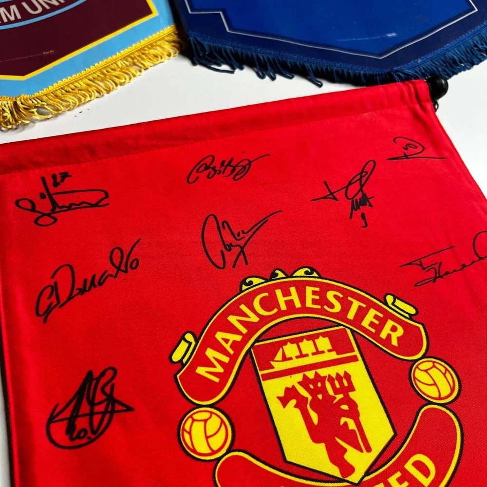Vintage Premier League Pennant Lot Manchester United Liverpool Man City 5pc Set